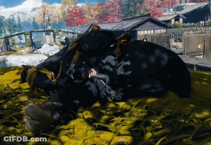 Ghost Of Tsushima Resting Samurai And Horse GIF