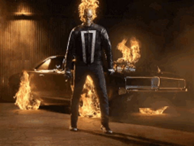 Ghost Rider Car On Fire GIF