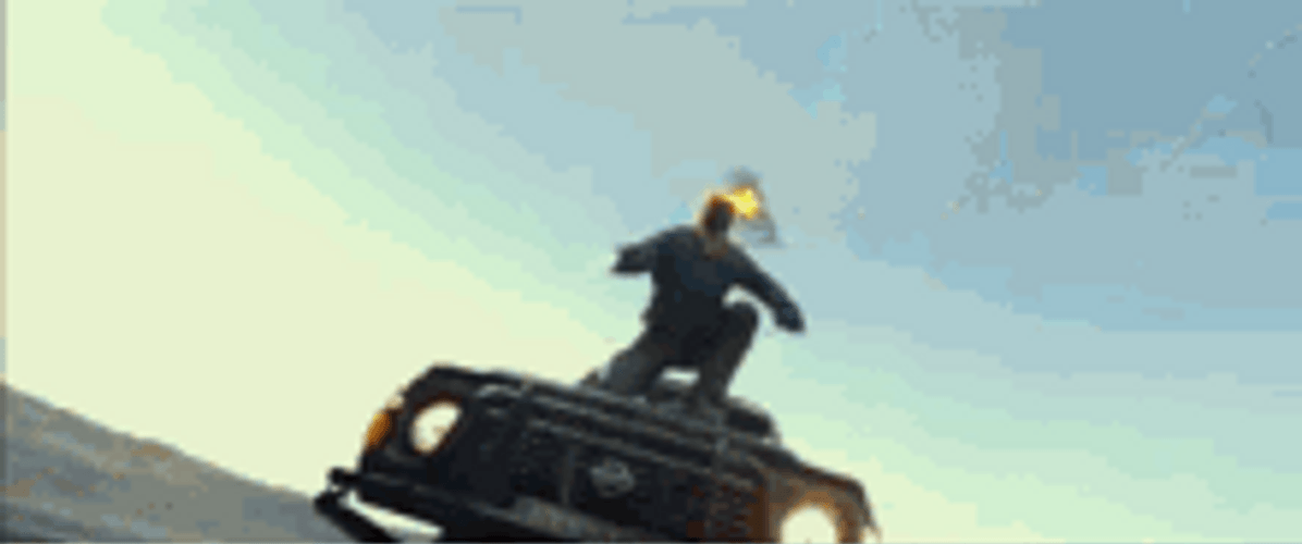 Ghost Rider Jumping Off A Car GIF