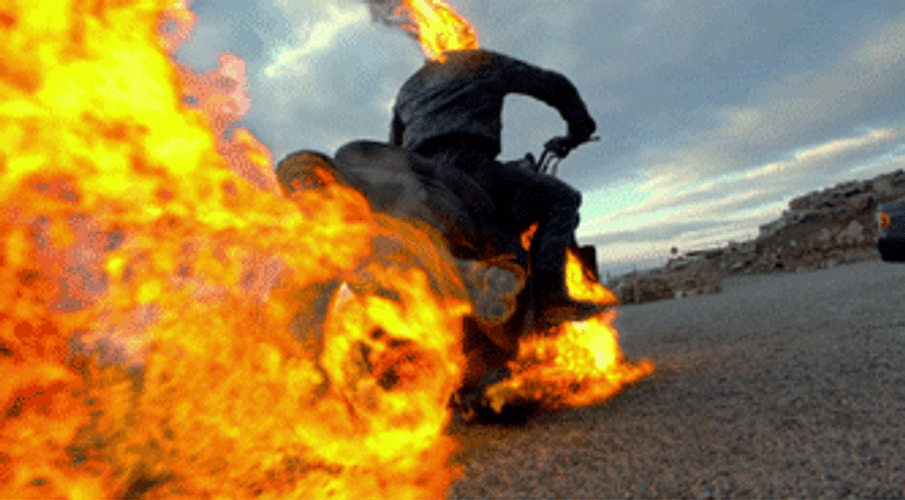 Ghost Rider On Fire Riding GIF