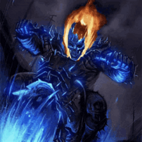 Ghost Rider Riding His Blue Lit Motor GIF