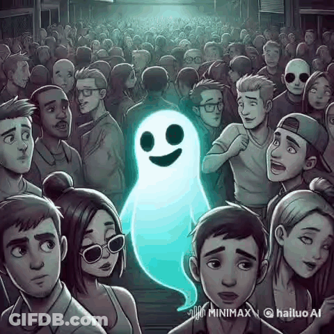 Ghost Surrounded By Crowd GIF