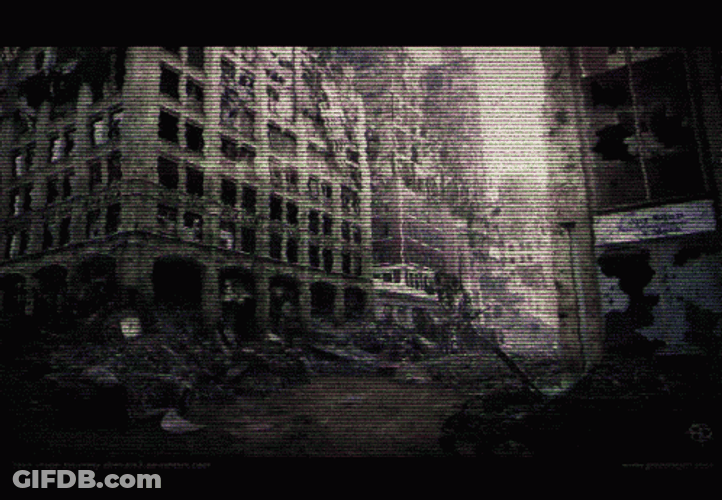 Ghost Town With Shattered Structures GIF