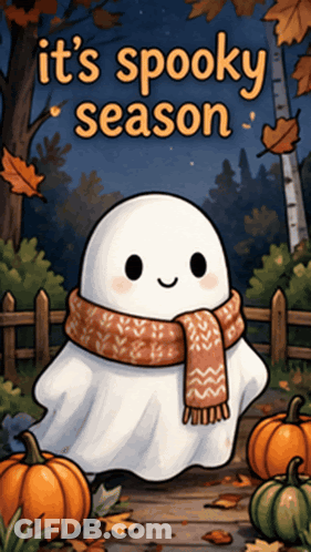 Ghost Wearing Scarf It's Spooky Season GIF