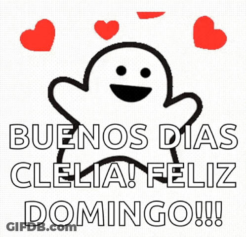 Ghost With Hearts Saying Buenos Dias Clelia Feliz Domingo GIF