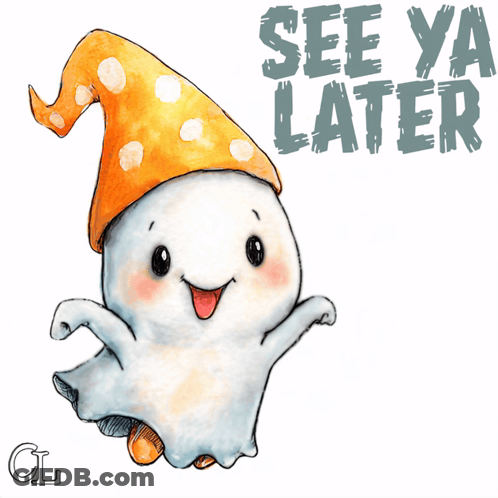Ghost With Orange Hat Saying See Ya Later GIF