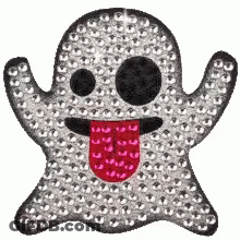 Ghost With Rhinestones And Red Tongue GIF