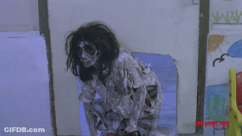 Ghost With Scary House Text GIF