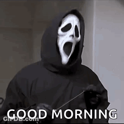 Ghostface Scream Holding Knife Saying Good Morning GIF