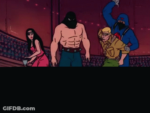 GI Joe Characters Around Lying Man GIF