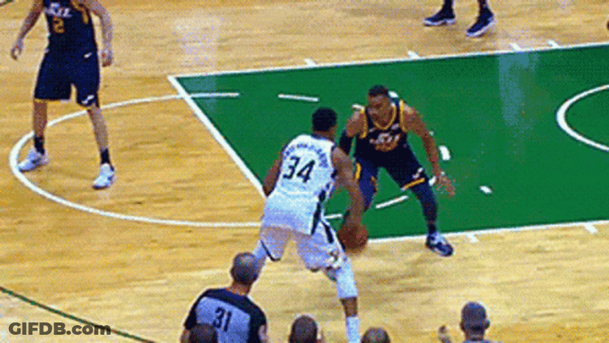 Giannis Antetokounmpo Cross Over Dunk GIF