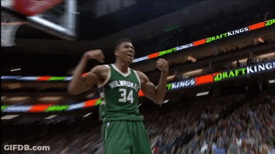 Giannis Antetokounmpo Fired Up Like Rocket GIF