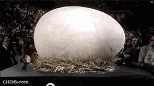 Giant Egg In Nest With Crowd GIF