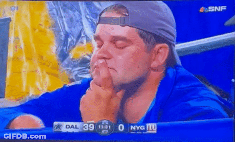 Giant Fan Dismayed With Daniel Jones GIF