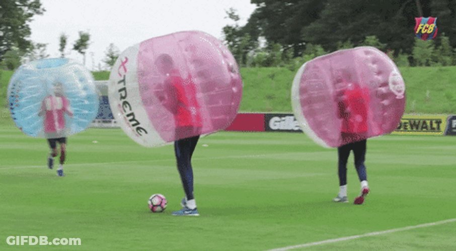 Giant Human Bubble Fall Off Game GIF