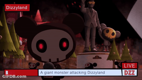 Giant Monster Attacking Dizzyland Live Report GIF