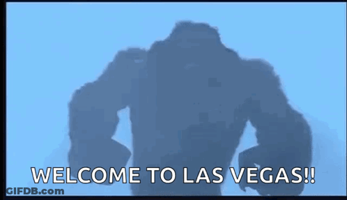 Giant Monster Saying Welcome To Las Vegas Blue Sky GIF