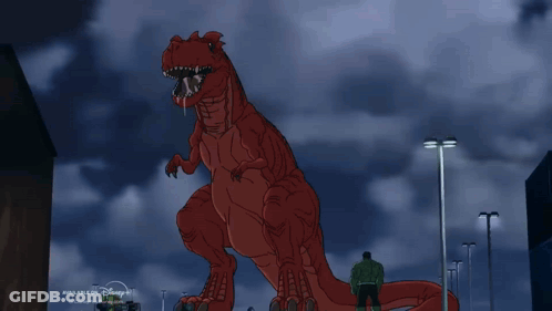Giant Red Dinosaur With Disney Logo GIF