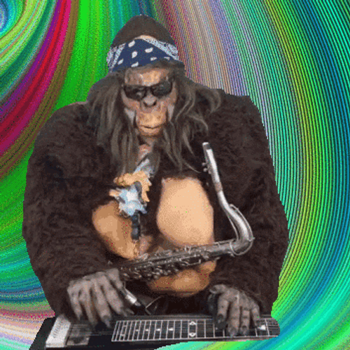 Giant Sasquatch Playing Saxophone GIF