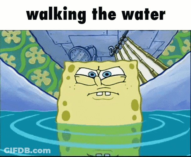 Giant Spongebob Walking The Water GIF