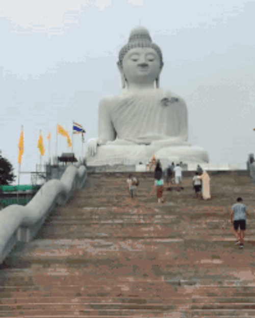 Giant Statue Of Buddha Shot By Tourists GIF