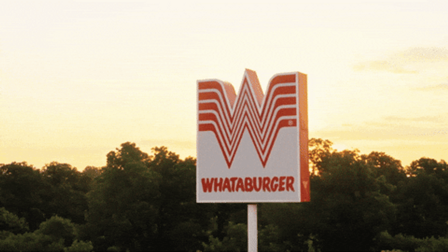 Giant Whataburger Billboard Road Sign GIF