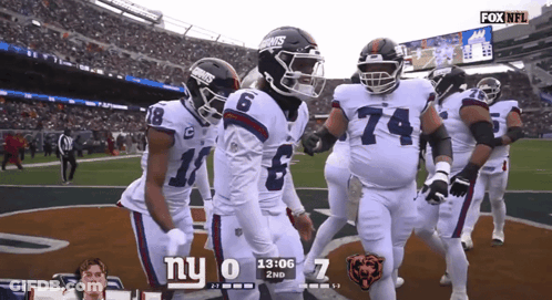 Giants Football Players Celebrate Touchdown GIF