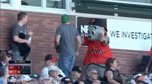 Giants Mascot In Front Of Crowd GIF