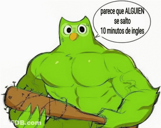 Giga Chad Duolingo Holding Bat GIF