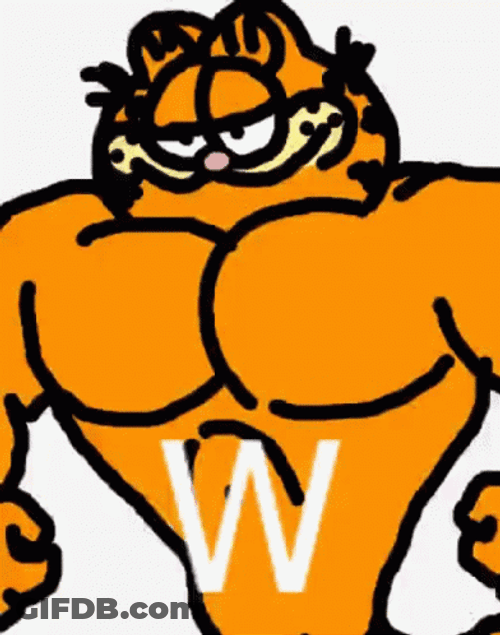 Gigachad Garfield Flexing Muscles GIF
