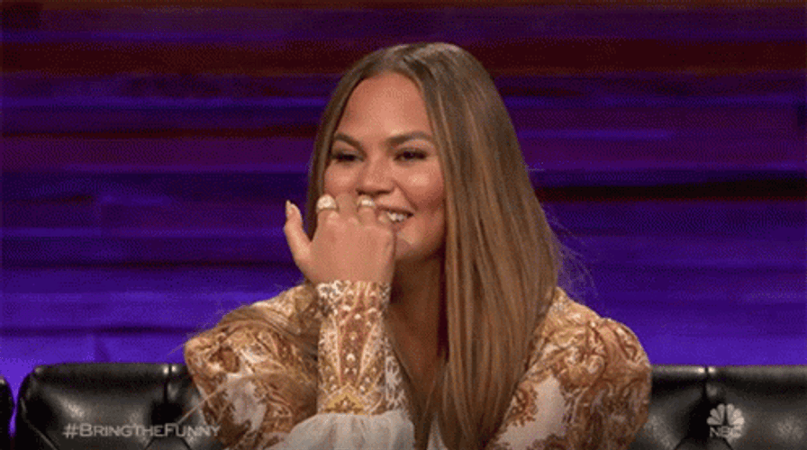 Giggle Covering Laughter Chrissy Teigen GIF