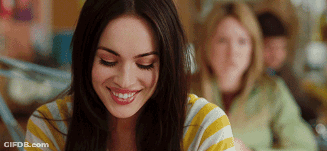 Giggle Megan Fox Shy Laughing GIF