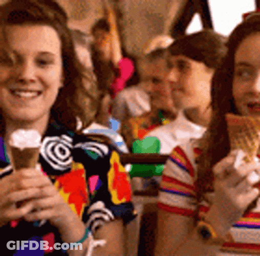 Giggling Eleven And Max Eating Ice Cream GIF