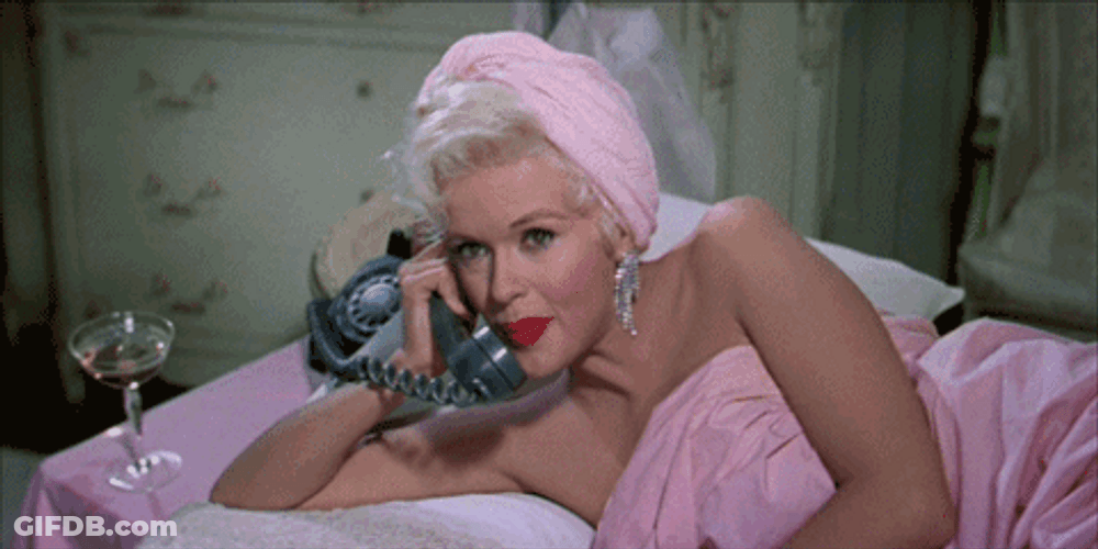 Giggling Jayne Mansfield On Phone GIF