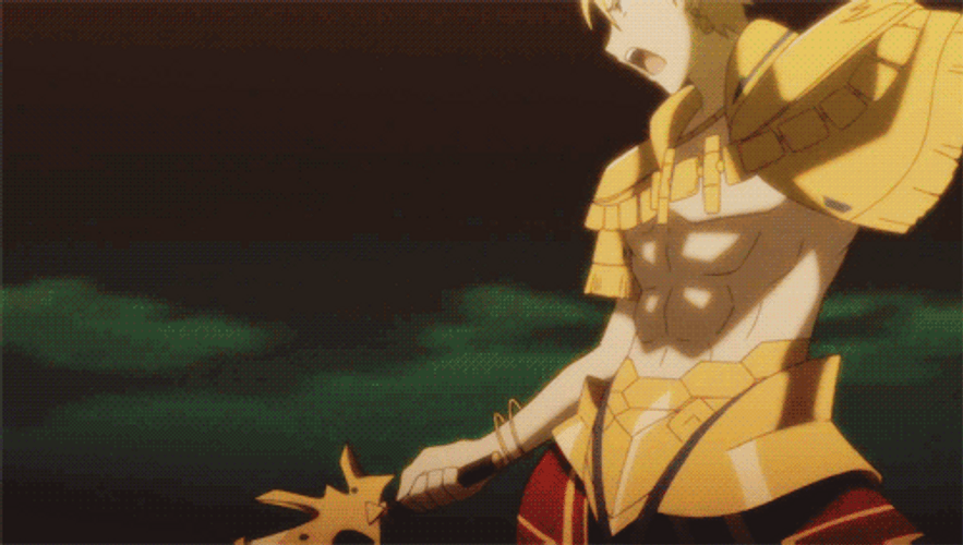 Gilgamesh Versus Saber Sword Fight GIF
