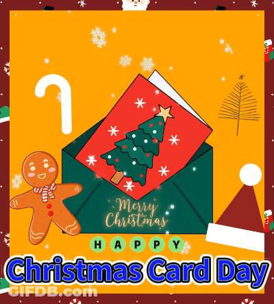 Gingerbread Man Candy Cane Saying Merry Christmas GIF