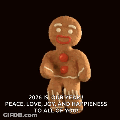 Gingerbread Man Dancing Happy New Year 2026 GIF