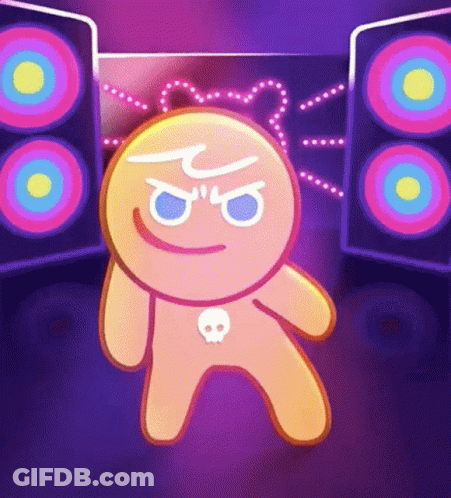Gingerbread Man With Skull Dancing On Stage GIF