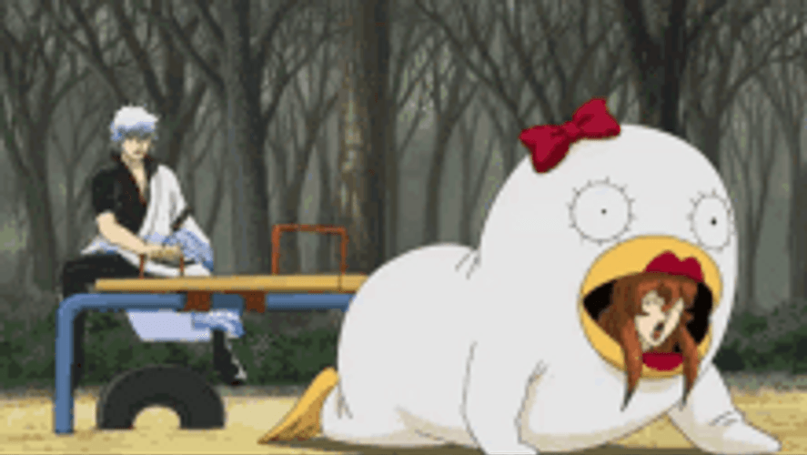 Gintama Spanking Duck Mascot GIF