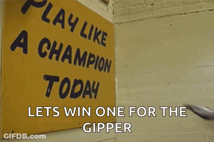 Gipper Players Tapping Play Like A Champion Sign GIF