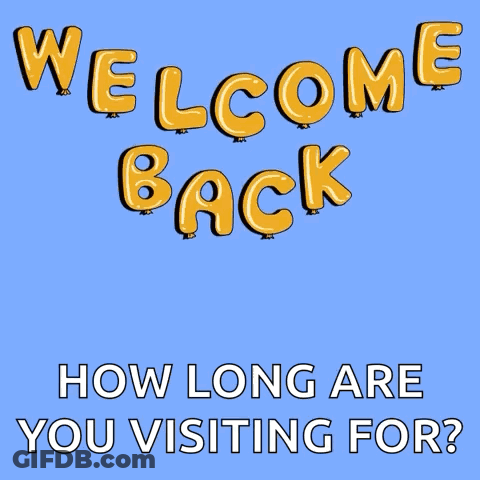 Giraffe In Glasses And Baseball Cap Saying Welcome Back How Long Are You Visiting GIF