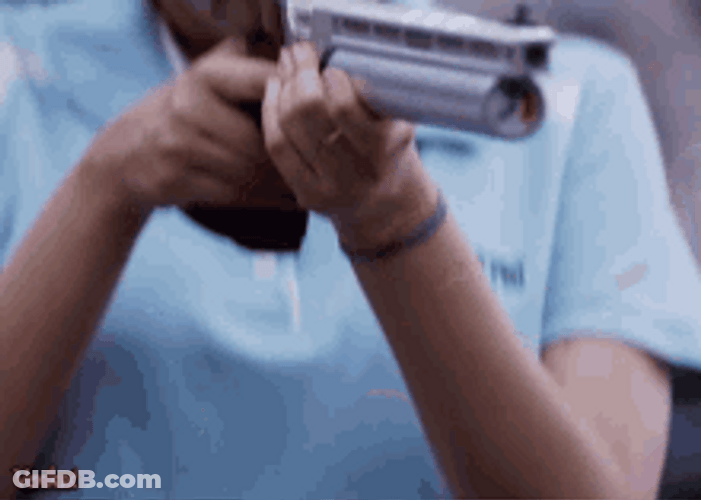 Girl Aiming Gun Shooting GIF