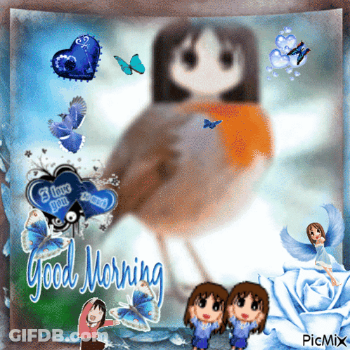 Girl And Bird Good Morning GIF