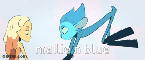 Girl And Blue Monster With Malie N Blue GIF