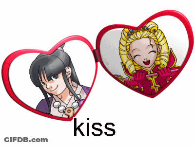 Girl And Boy In Heart Shaped Mirror With Kiss GIF