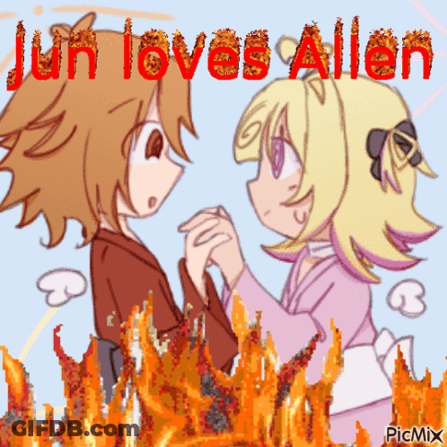 Girl And Boy Saying Jun Loves Allen GIF
