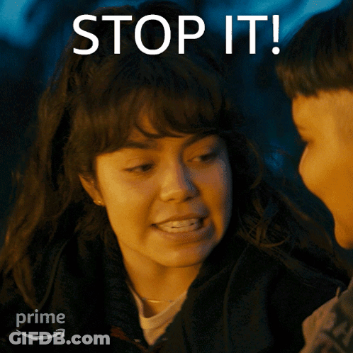 Girl And Boy Saying Stop It GIF