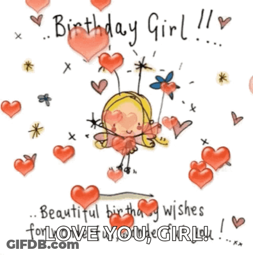 Girl And Fairy Surrounded By Hearts GIF