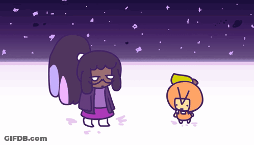 Girl And Orange Cartoon Character GIF
