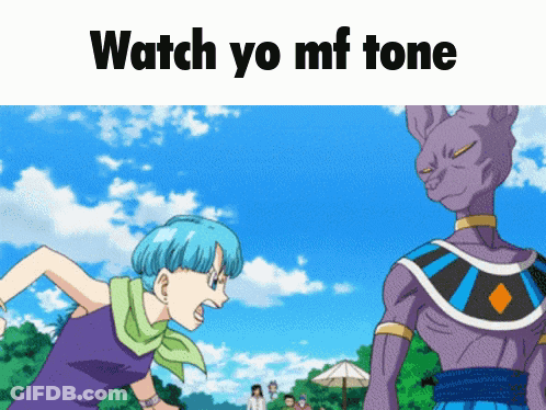 Girl And Purple Monster Saying Watch Yo MF Tone GIF